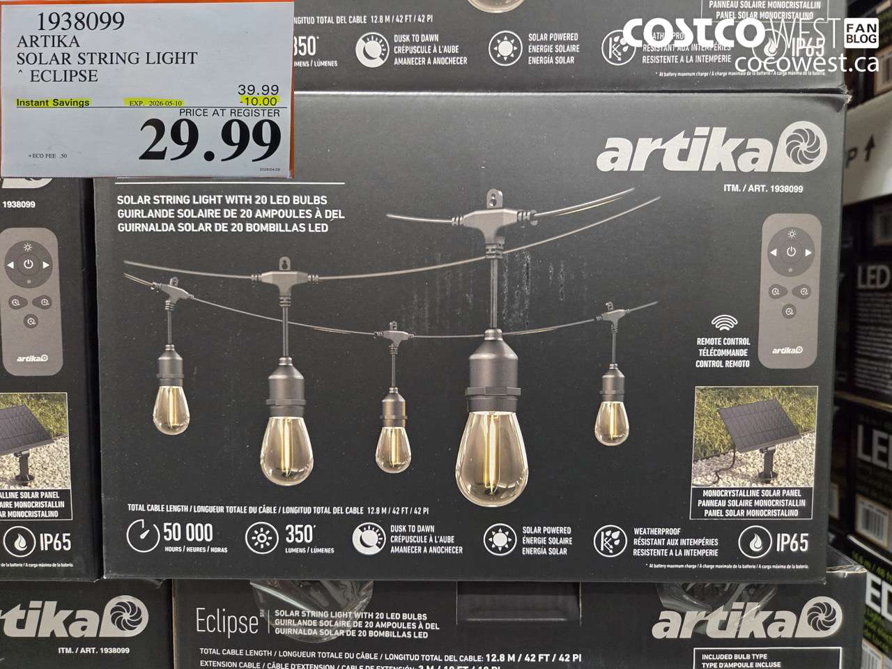 1938099 ARTIKA SOLAR STRING LIGHT ECLIPSE ($10.00 INSTANT SAVINGS EXPIRES ON 2026-05-10) $29.99