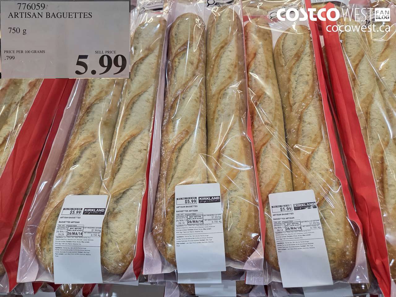776059 ARTISAN BAGUETTES 750 G $5.99