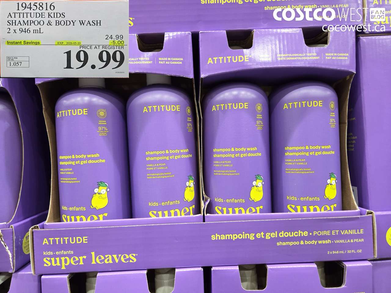 1945816 ATTITUDE KIDS SHAMPOO & BODY WASH 2 X 946 ML ($5.00 INSTANT SAVINGS EXPIRES ON 2026-05-10) $19.99