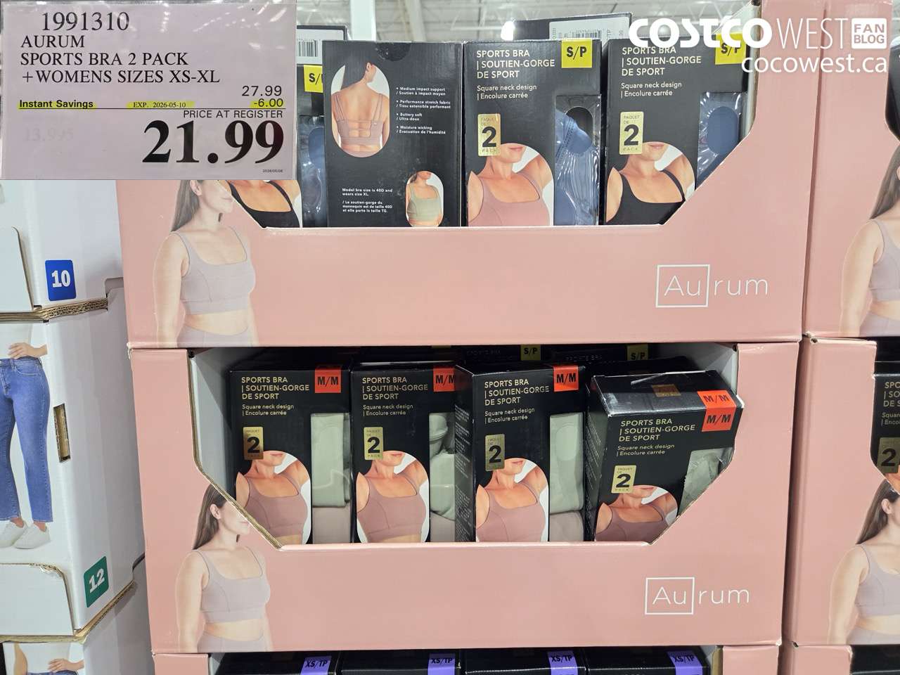 1991310 AURUM SPORTS BRA 2 PACK WOMENS SIZES XS-XL ($6.00 INSTANT SAVINGS EXPIRES ON 2026-05-10) $21.99