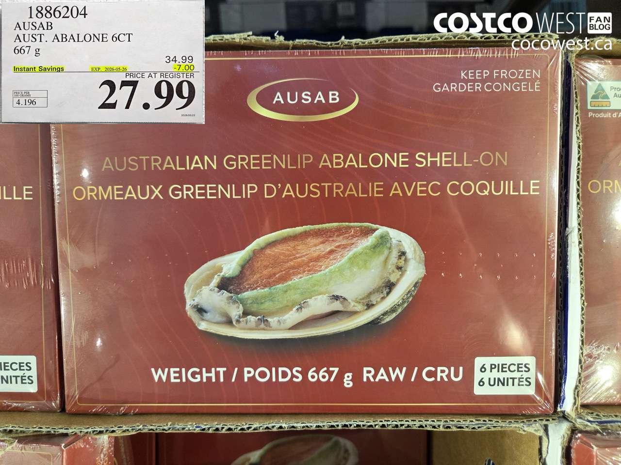 1886204 AUSAB AUST. ABALONE 6CT 667 G ($7.00 INSTANT SAVINGS EXPIRES ON 2026-05-26) $27.99