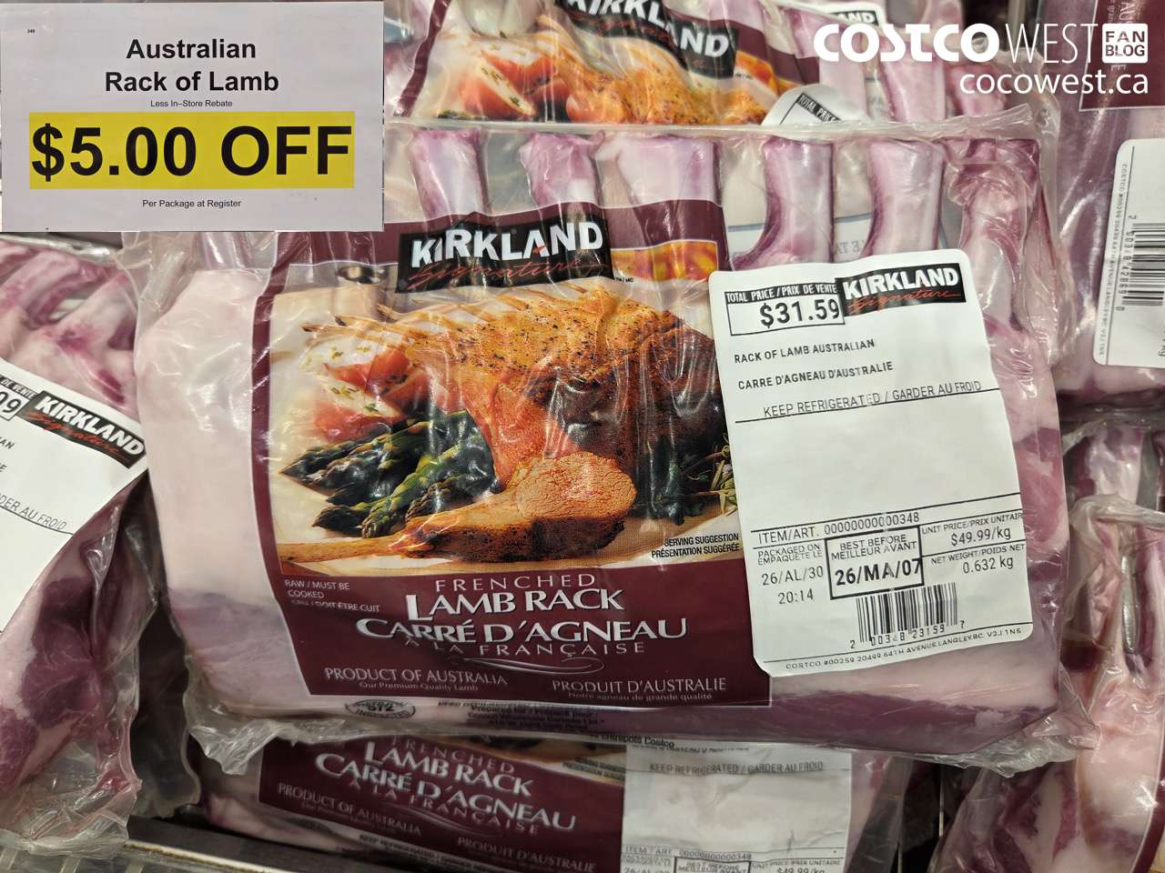 00348 AUSTRALIAN RACK OF LAMB ($5.00 INSTANT SAVINGS)