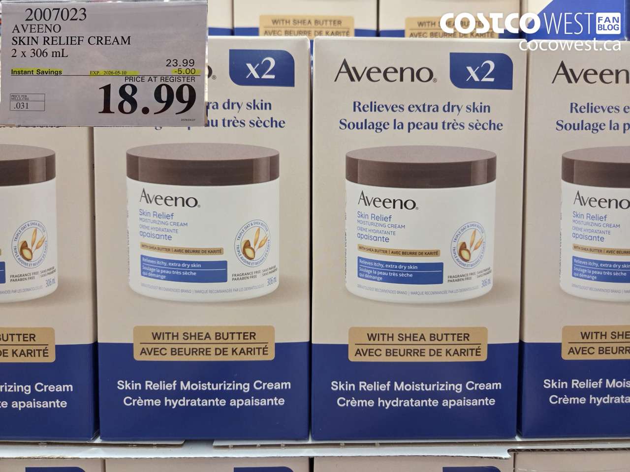 2007023 AVEENO SKIN RELIEF CREAM 2 X 306G ML ($5.00 INSTANT SAVINGS EXPIRES ON 2026-05-10) $18.99