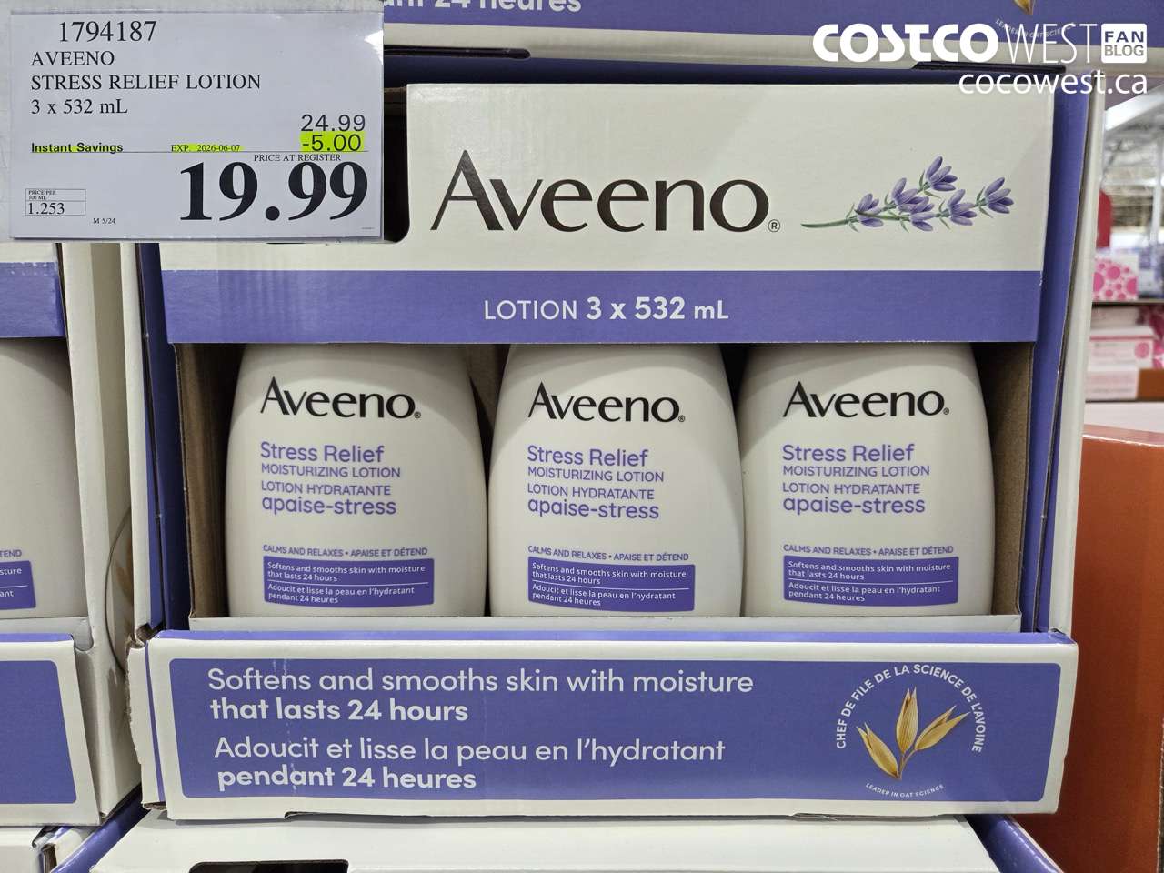 1794187 AVEENO STRESS RELIEF LOTION 3 X 532 ML ($5.00 INSTANT SAVINGS EXPIRES ON 2026-06-07) $19.99