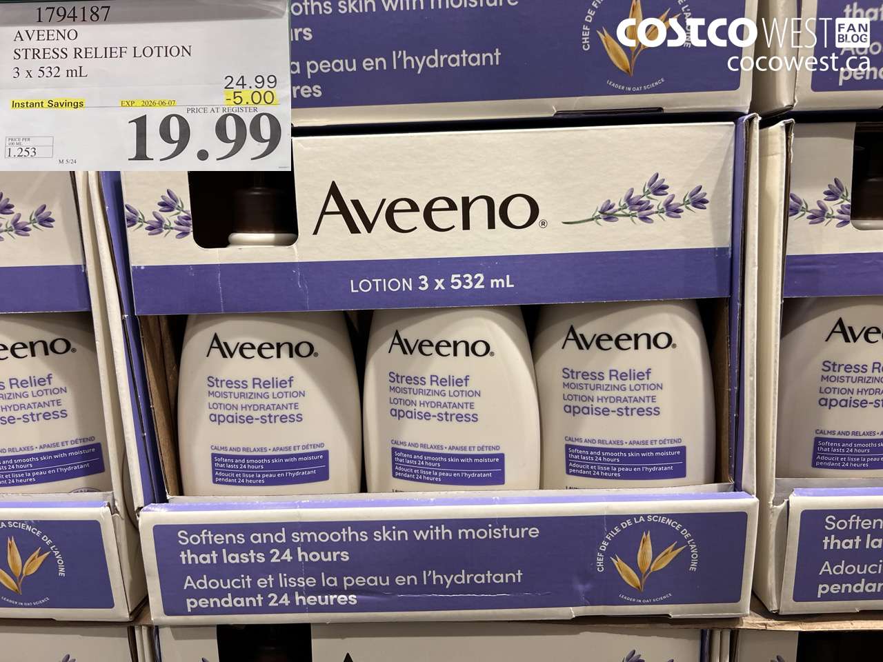 1794187 AVEENO STRESS RELIEF LOTION 3 X 532 ML ($5.00 INSTANT SAVINGS EXPIRES ON 2026-06-07) $19.99