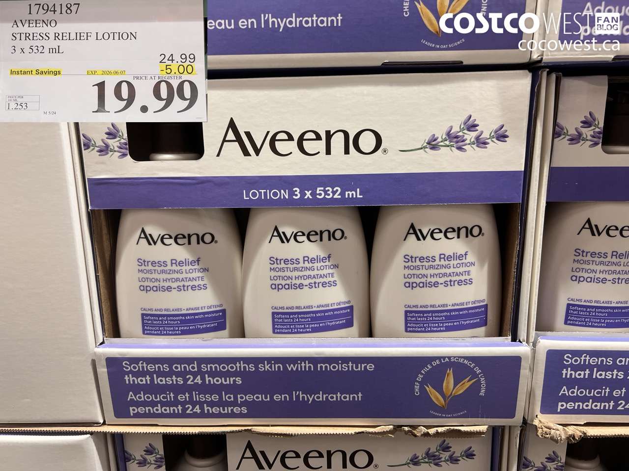 1794187 AVEENO STRESS RELIEF LOTION 3 X 532 ML ($5.00 INSTANT SAVINGS EXPIRES ON 2026-06-07) $19.99
