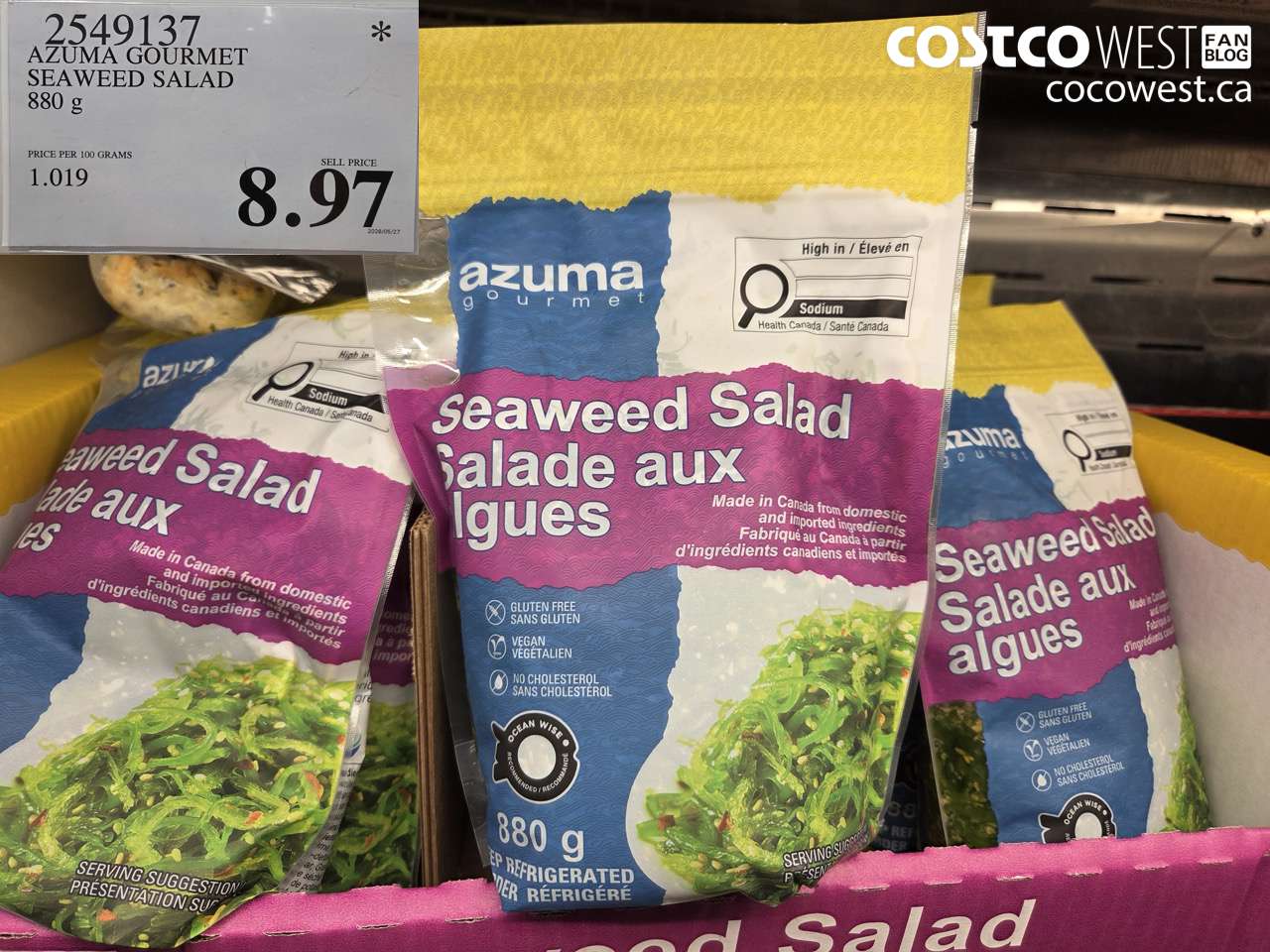 2549137 AZUMA GOURMET SEAWEED SALAD 880 G $8.97