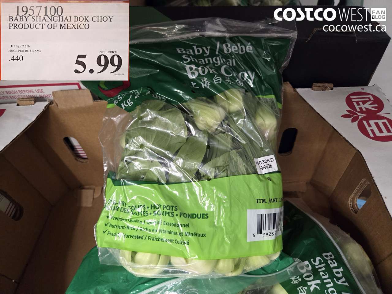 1957100 BABY SHANGHAI BOK CHOY PRODUCT OF MEXICO $5.99