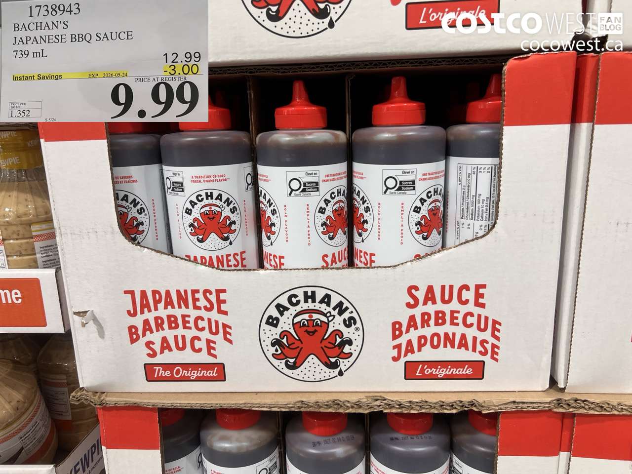 1738943 BACHAN'S JAPANESE BBQ SAUCE 739 ML ($3.00 INSTANT SAVINGS EXPIRES ON 2026-05-24) $9.99