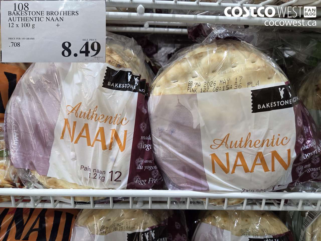 108 BAKESTONE BROTHERS AUTHENTIC NAAN 12 X 100 G $8.49