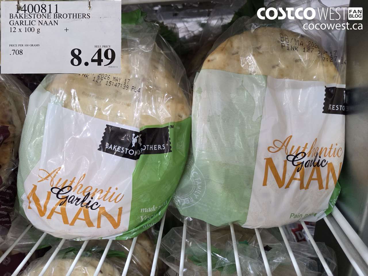 1400811 BAKESTONE BROTHERS GARLIC NAAN 12 X 100 G $8.49