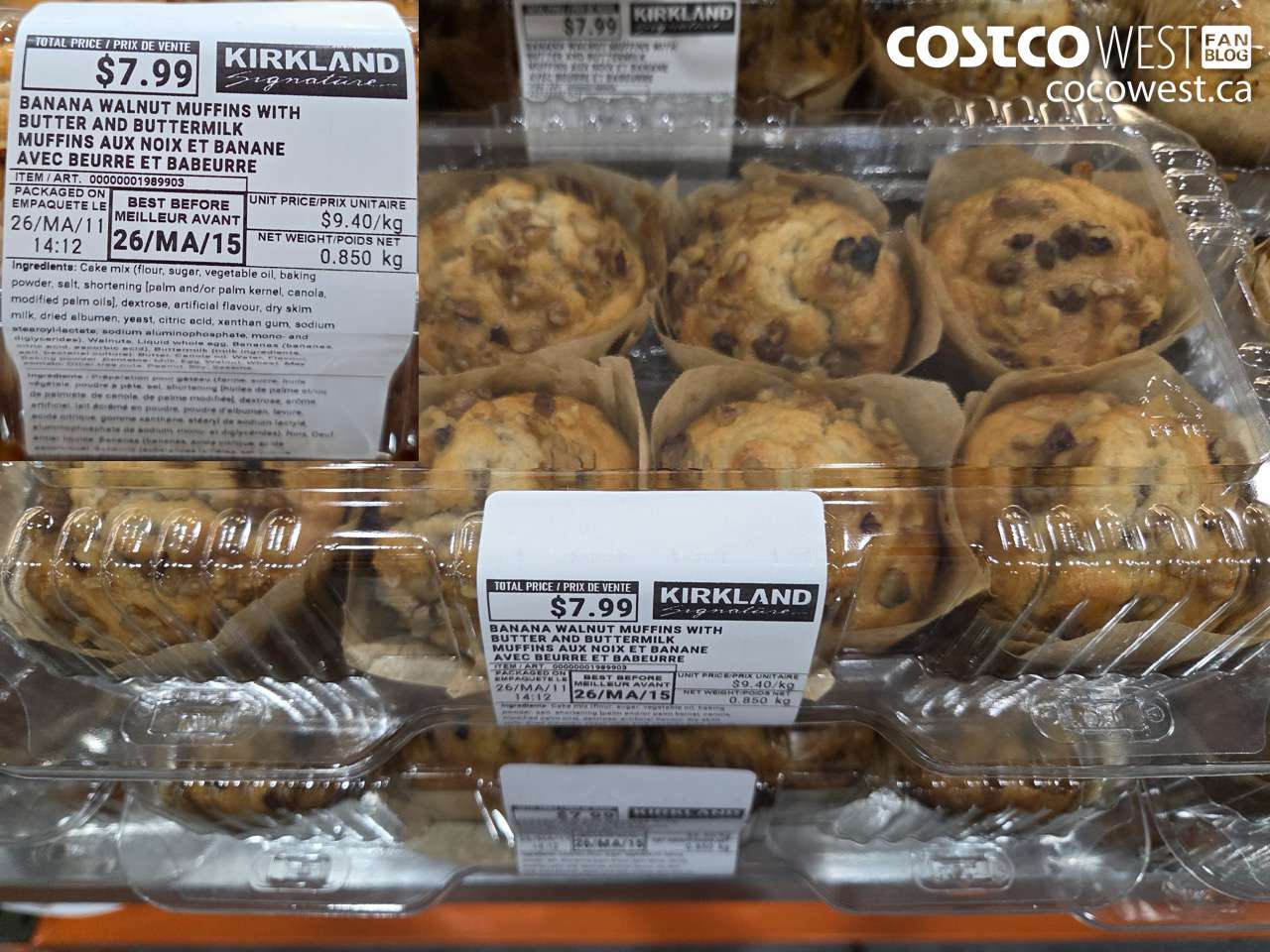 1989903 BANANA WALNUT MUFFINS WITH BUTTER AND BUTTERMILK $7.99