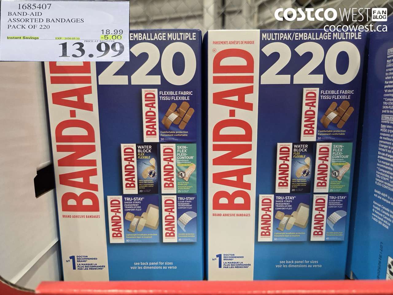 1685407 BAND-AID ASSORTED BANDAGES PACK OF 220 ($5.00 INSTANT SAVINGS EXPIRES ON 2026-05-10) $13.99