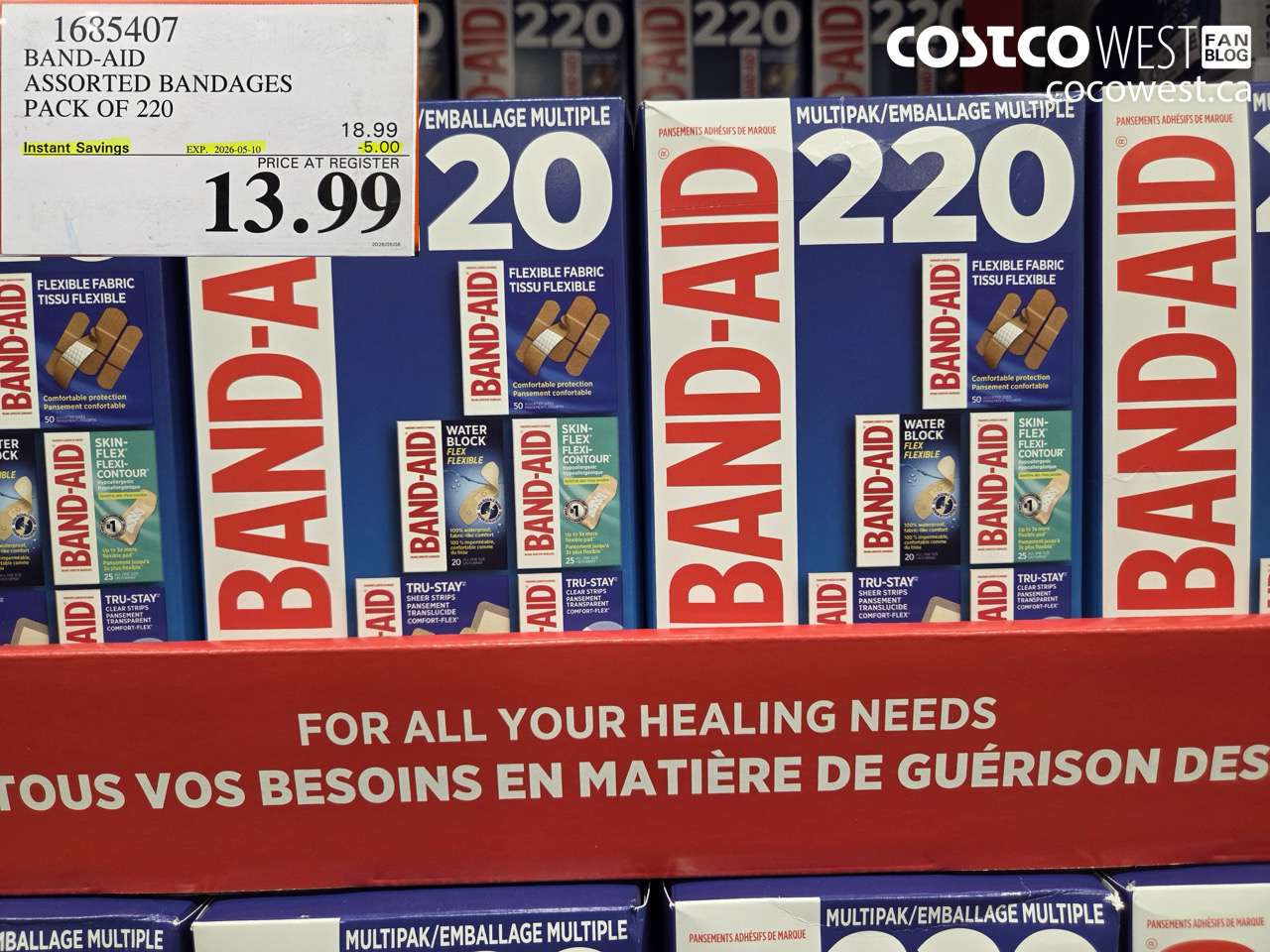 1635407 BAND-AID ASSORTED BANDAGES PACK OF 220 ($5.00 INSTANT SAVINGS EXPIRES ON 2026-05-10) $13.99