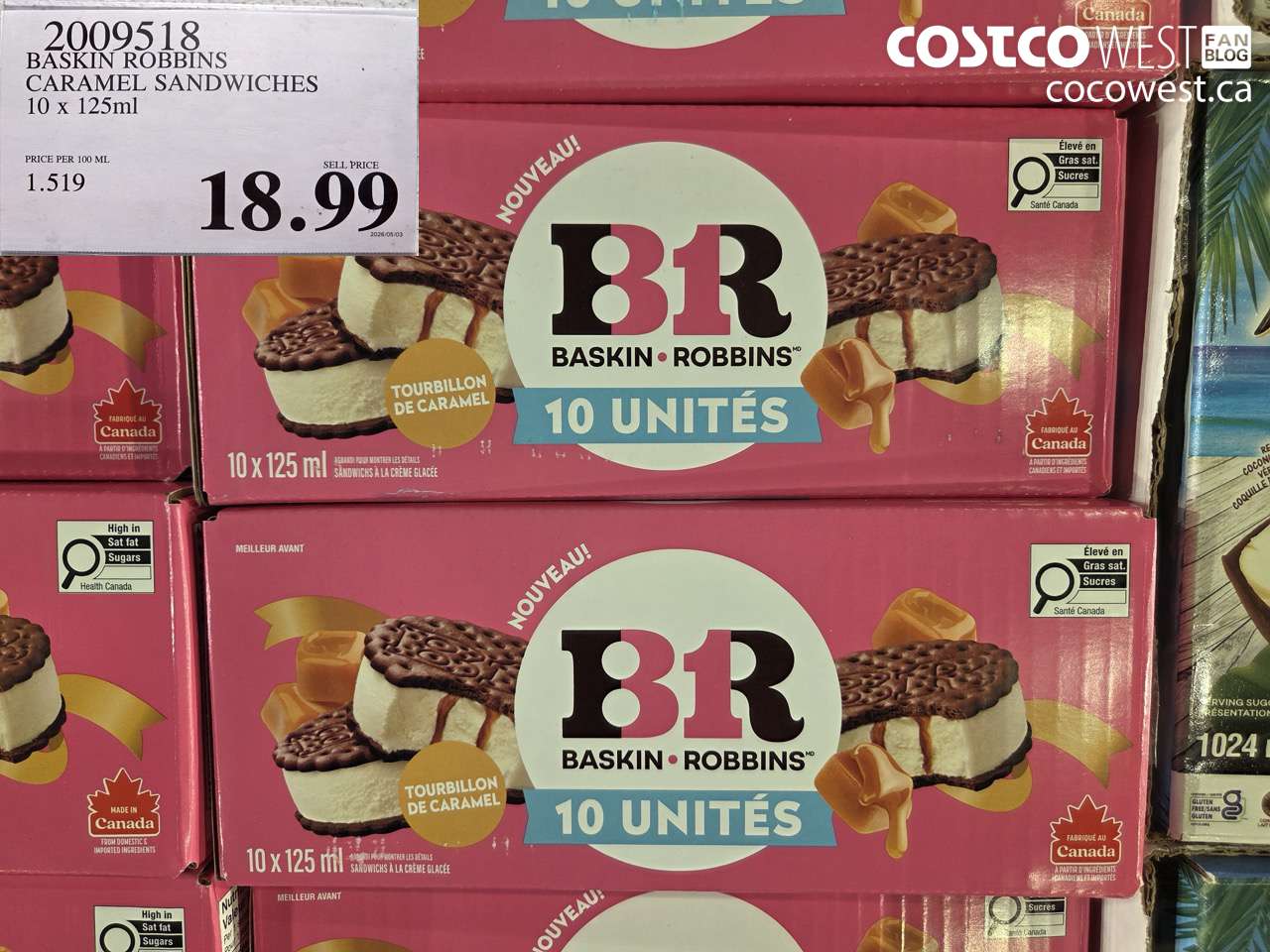 2009518 BASKIN ROBBINS CARAMEL SANDWICHES 10 X 125ML $18.99