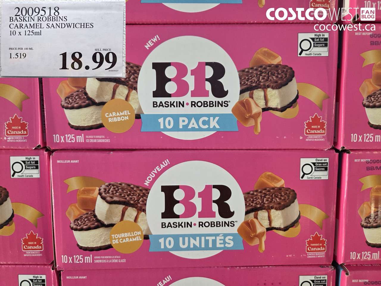 2009518 BASKIN ROBBINS CARAMEL SANDWICHES 10 X 125ML $18.99