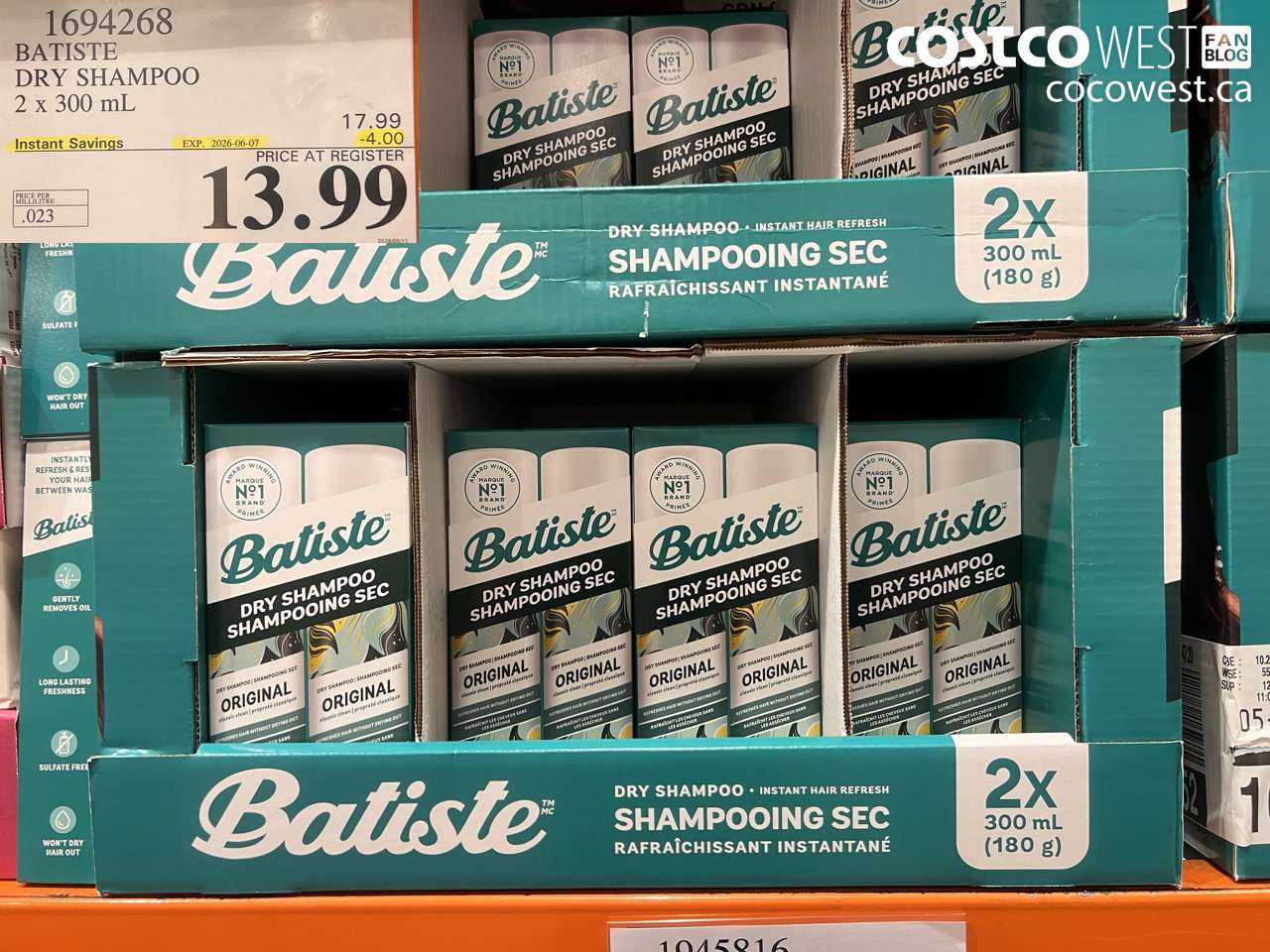 1694268 BATISTE DRY SHAMPOO 2 X 300 ML ($4.00 INSTANT SAVINGS EXPIRES ON 2026-06-07) $13.99