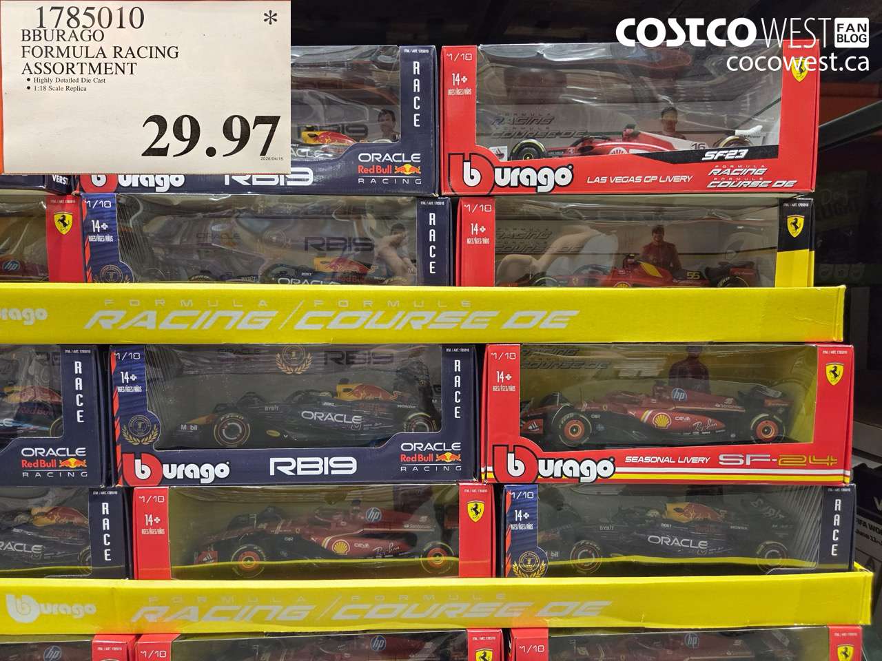 1785010 BBURAGO FORMULA RACING ASSORTMENT $29.97