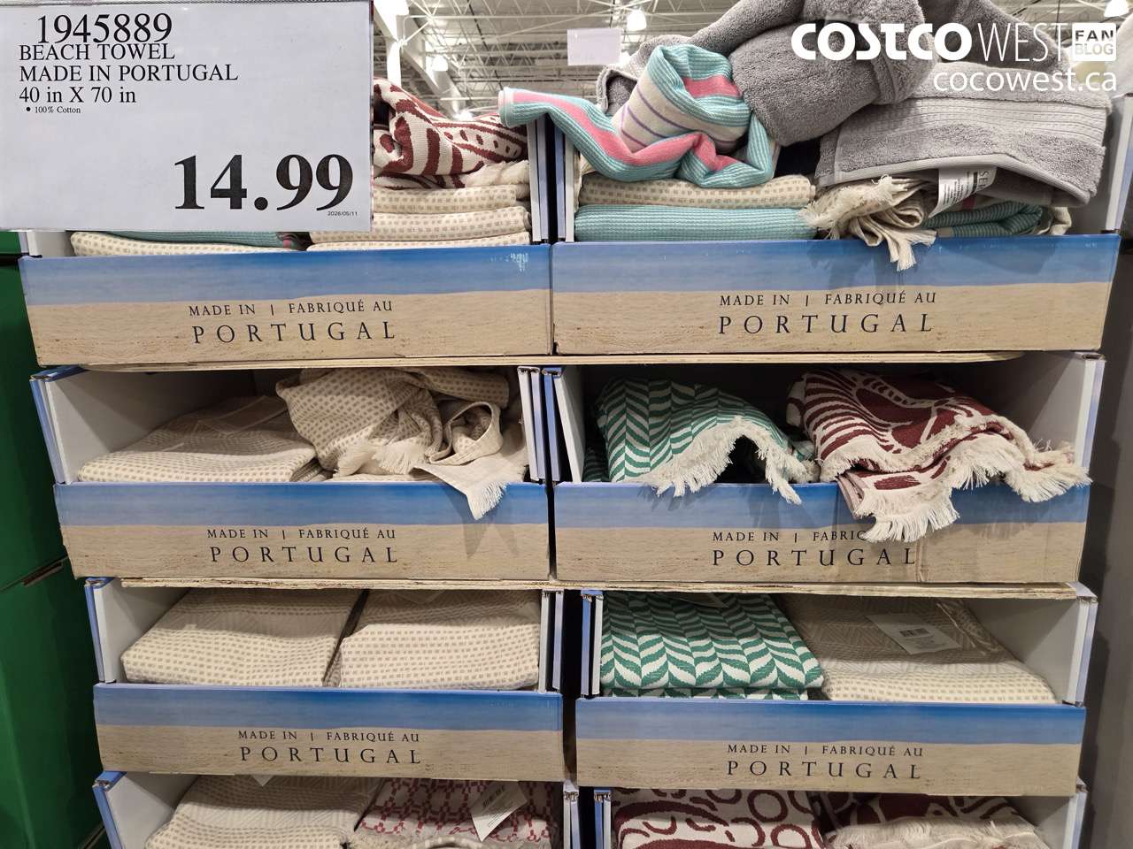 1945889 BEACH TOWEL MADE IN PORTUGAL 40 IN X 70 IN $14.99