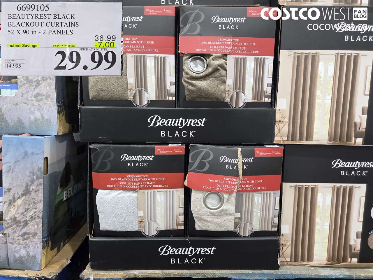 6699105 BEAUTYREST BLACK BLACKOUT CURTAINS 52 X 90 IN - 2 PANELS ($7.00 INSTANT SAVINGS EXPIRES ON 2026-06-07) $29.99
