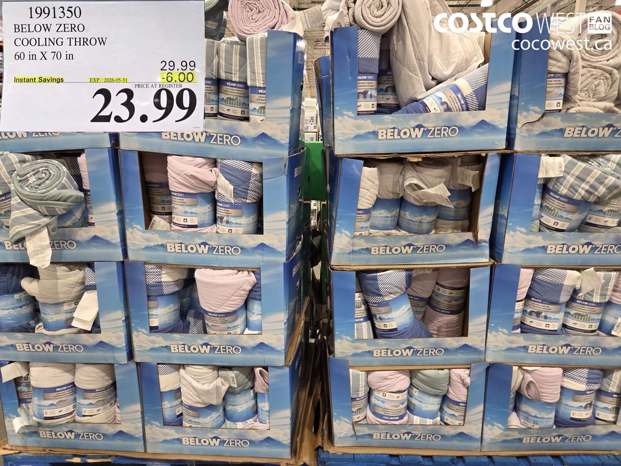 1991350 BELOW ZERO COOLING THROW 60 IN X 70 IN ($6.00 INSTANT SAVINGS EXPIRES ON 2026-05-31) $23.99