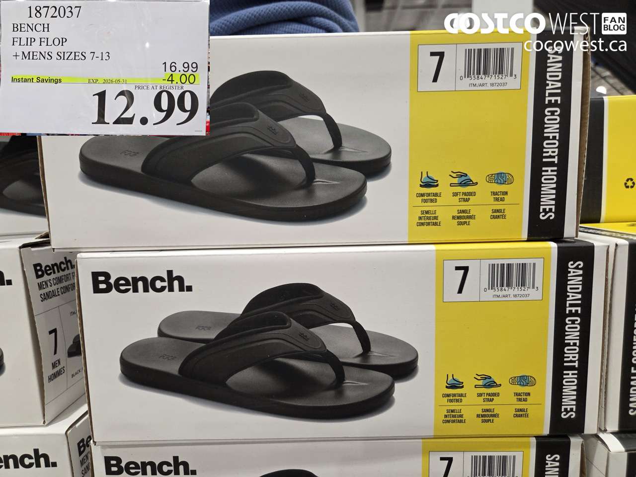1872037 BENCH FLIP FLOP MENS SIZES 7-13 ($4.00 INSTANT SAVINGS EXPIRES ON 2026-05-31) $12.99