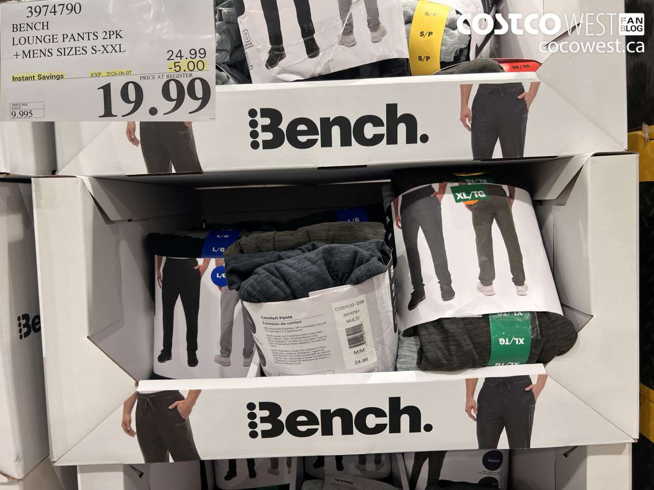 3974790 BENCH LOUNGE PANTS 2PK +MENS SIZES S-XXL ($5.00 INSTANT SAVINGS EXPIRES ON 2026-06-07) $19.99