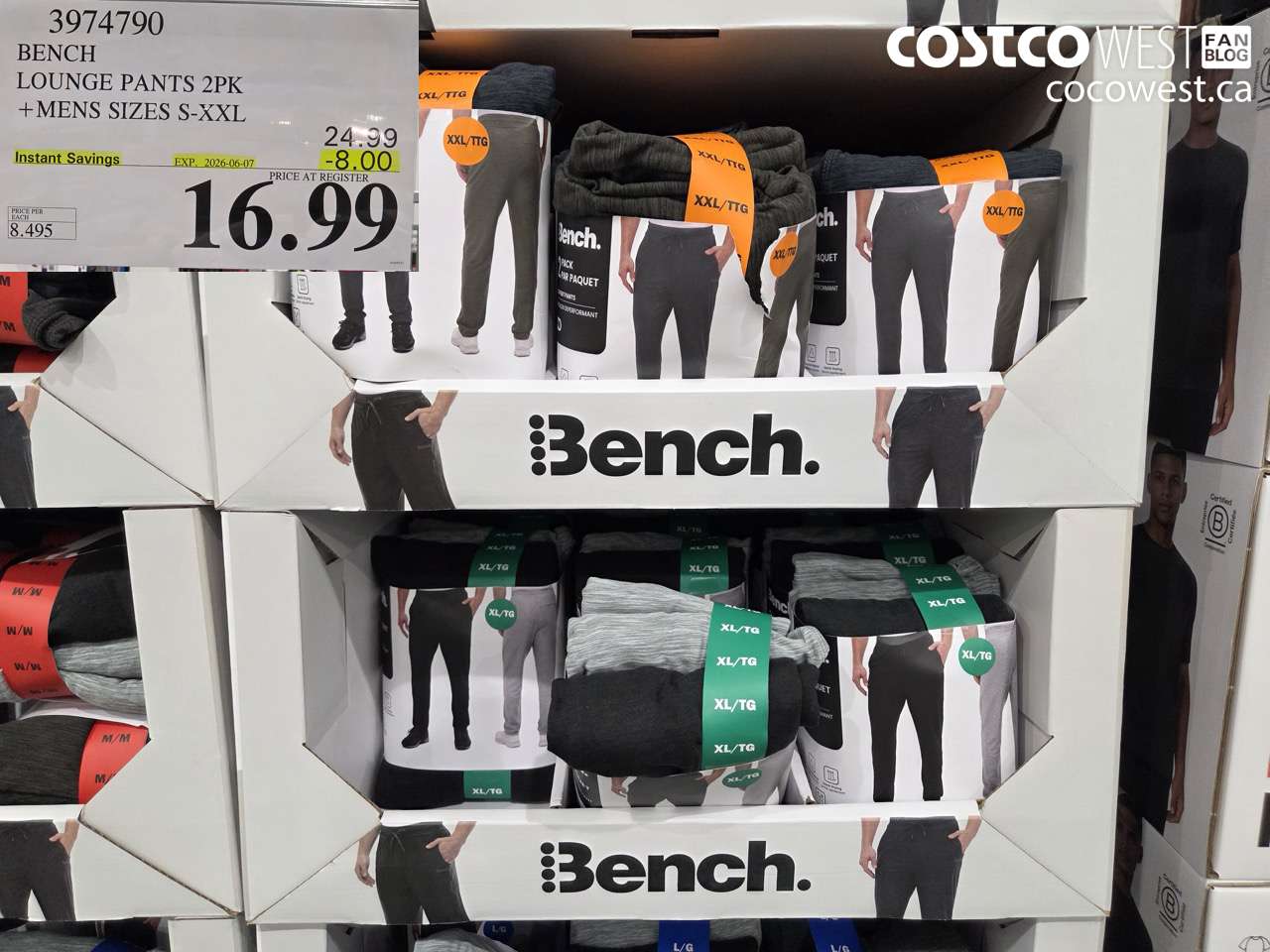 3974790 BENCH LOUNGE PANTS 2PK MENS SIZES S-XXL ($8.00 INSTANT SAVINGS EXPIRES ON 2026-06-07) $16.99