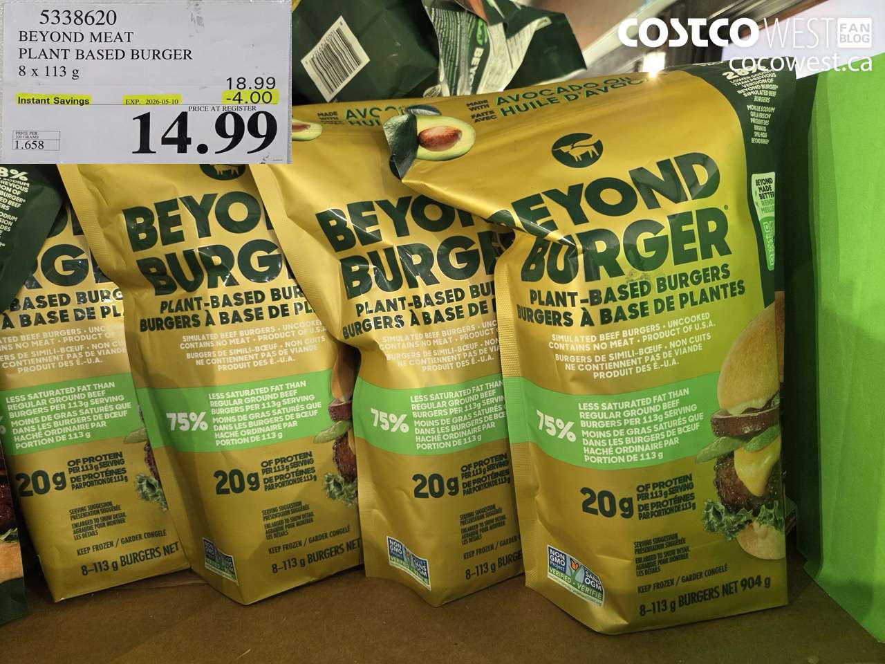 5338620 BEYOND MEAT PLANT BASED BURGER 8 X 113 G ($4.00 INSTANT SAVINGS EXPIRES ON 2026-05-10) $14.99
