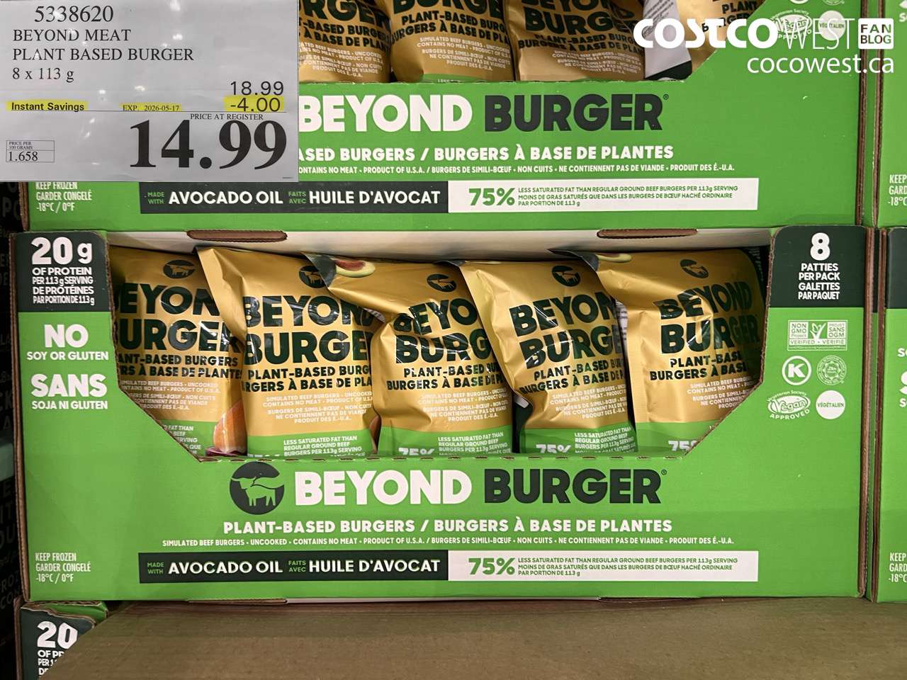 5338620 BEYOND MEAT PLANT BASED BURGER 8 X 113 G ($4.00 INSTANT SAVINGS EXPIRES ON 2026-05-17) $14.99
