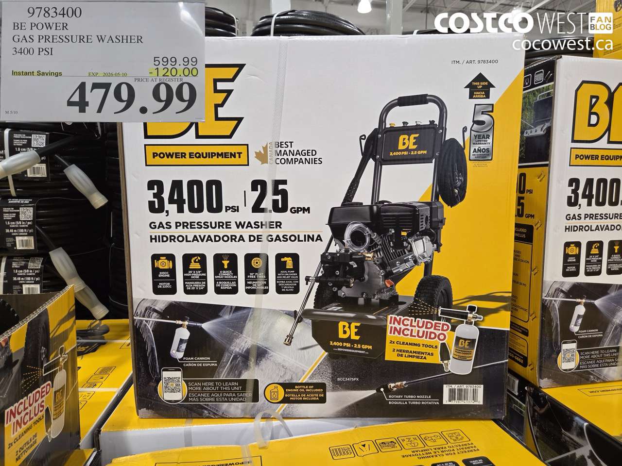 9783400 BE POWER GAS PRESSURE WASHER 3400 PSI ($120.00 INSTANT SAVINGS EXPIRES ON 2026-05-10) $479.99