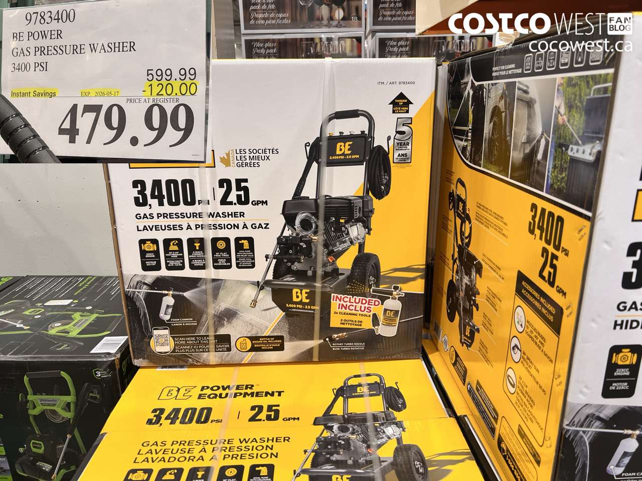 9783400 BE POWER GAS PRESSURE WASHER 3400 PSI ($120.00 INSTANT SAVINGS EXPIRES ON 2026-05-17) $479.99