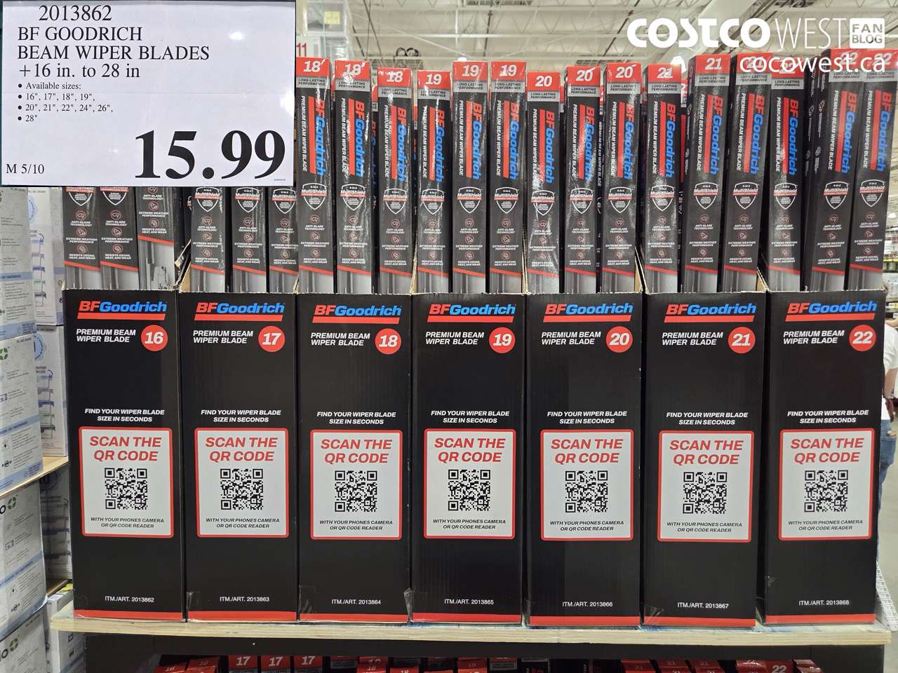 2013862 BF GOODRICH BEAM WIPER BLADES 16 IN TO 28 IN $15.99