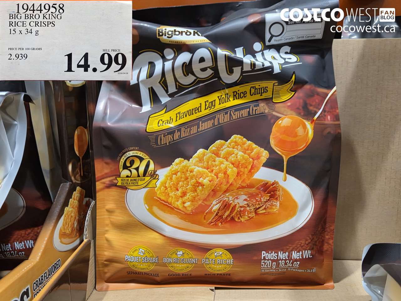 1944958 BIG BRO KING RICE CRISPS 15 X 34 G $14.99
