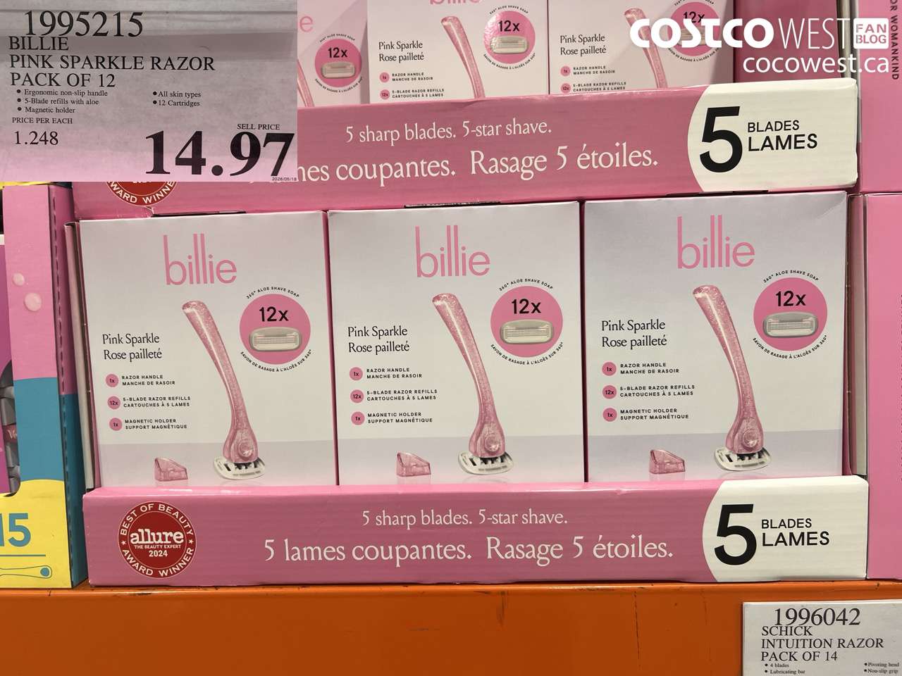 1995215 BILLIE PINK SPARKLE RAZOR PACK OF 12 $14.97