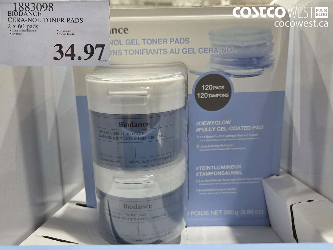 1883098 BIODANCE CERA-NOL TONER PADS 2 X 60 PADS $34.97