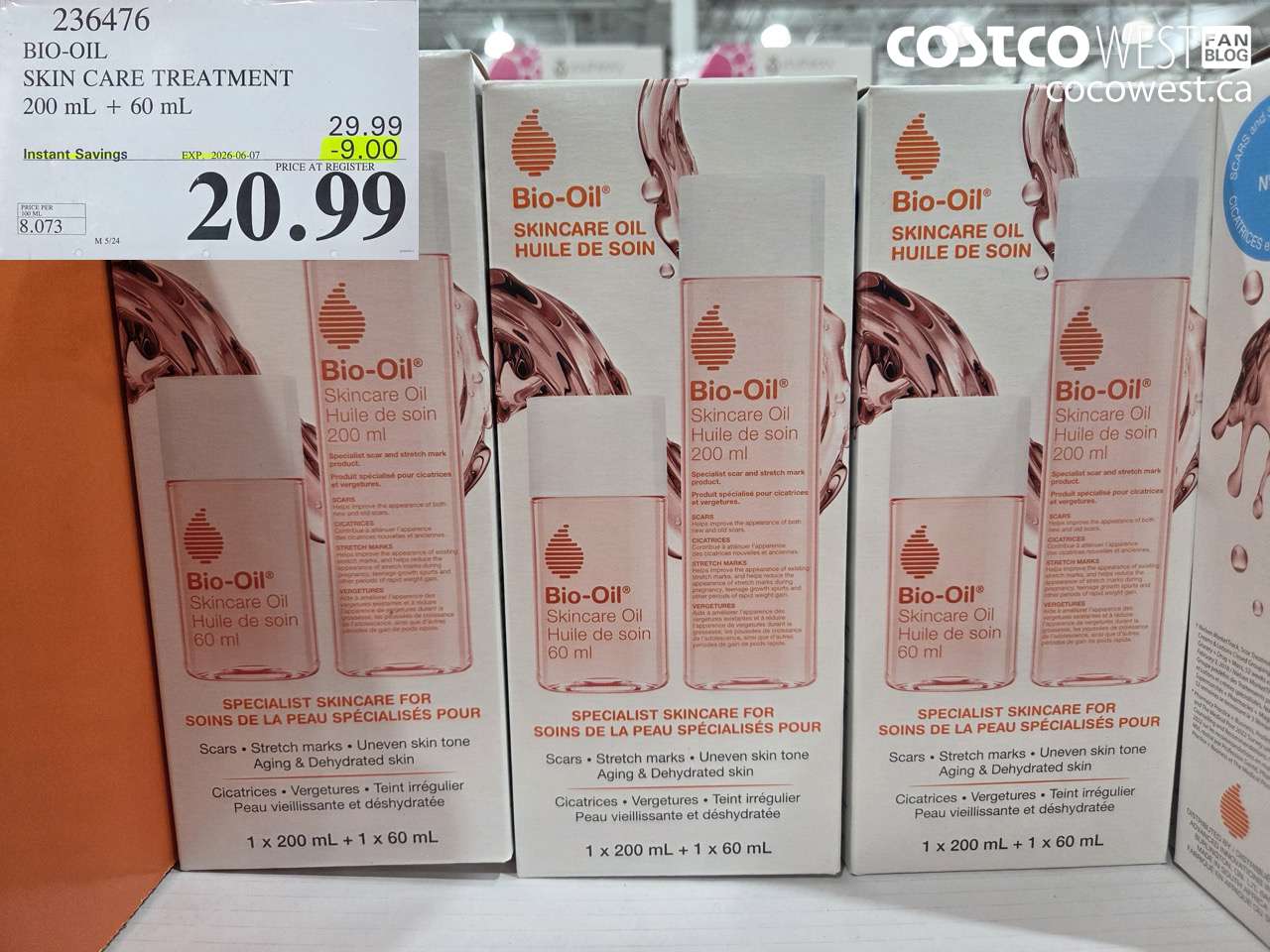236476 BIO-OIL SKIN CARE TREATMENT 200 ML + 60 ML ($9.00 INSTANT SAVINGS EXPIRES ON 2026-06-07) $20.99