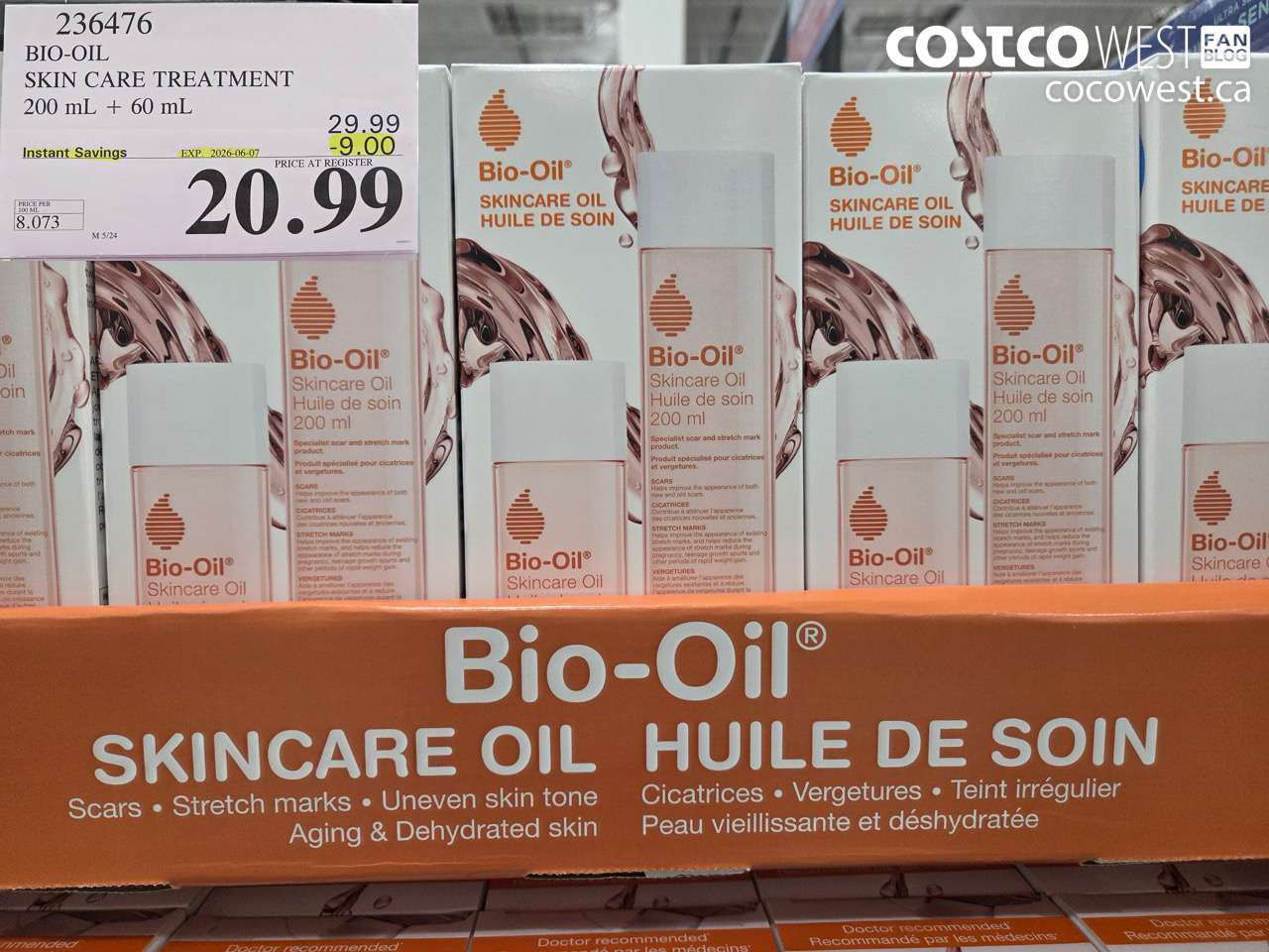 236476 BIO-OIL SKIN CARE TREATMENT 200 ML + 60 ML ($9.00 INSTANT SAVINGS EXPIRES ON 2026-06-07) $20.99