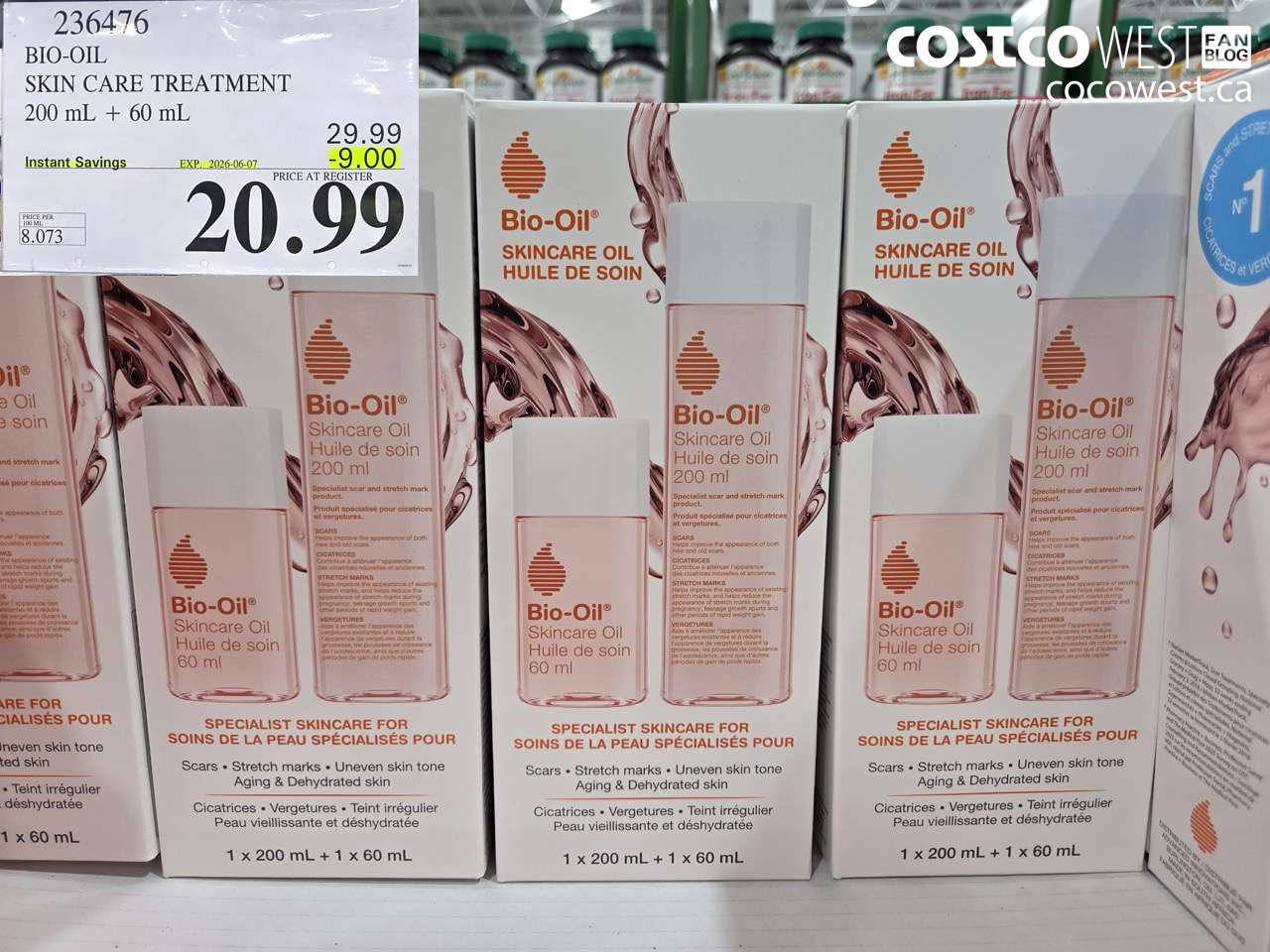 236476 BIO-OIL SKIN CARE TREATMENT 200 ML + 60 ML ($9.00 INSTANT SAVINGS EXPIRES ON 2026-06-07) $20.99