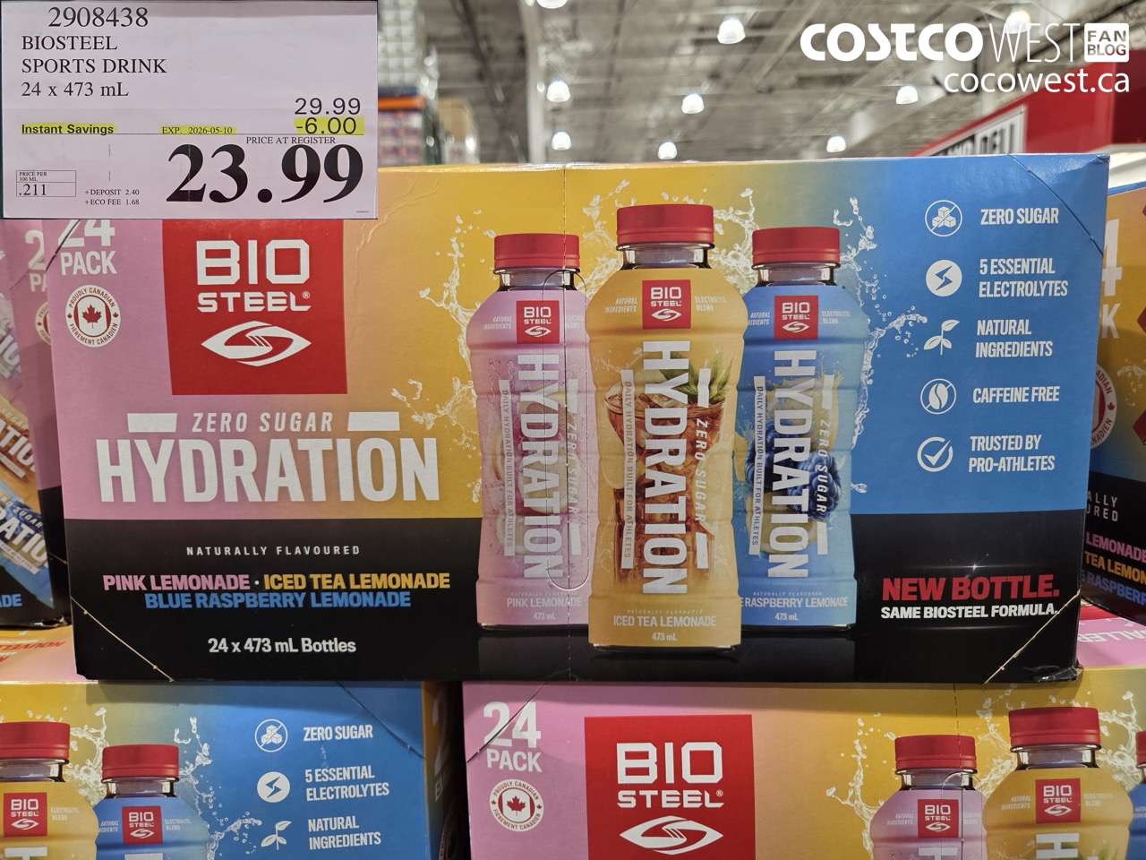 2908438 BIOSTEEL SPORTS DRINK 24 X 473 ML ($6.00 INSTANT SAVINGS EXPIRES ON 2026-05-10) $23.99