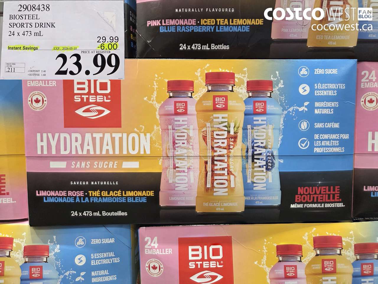 2908438 BIOSTEEL SPORTS DRINK 24 X 473 ML ($6.00 INSTANT SAVINGS EXPIRES ON 2026-05-10) $23.99