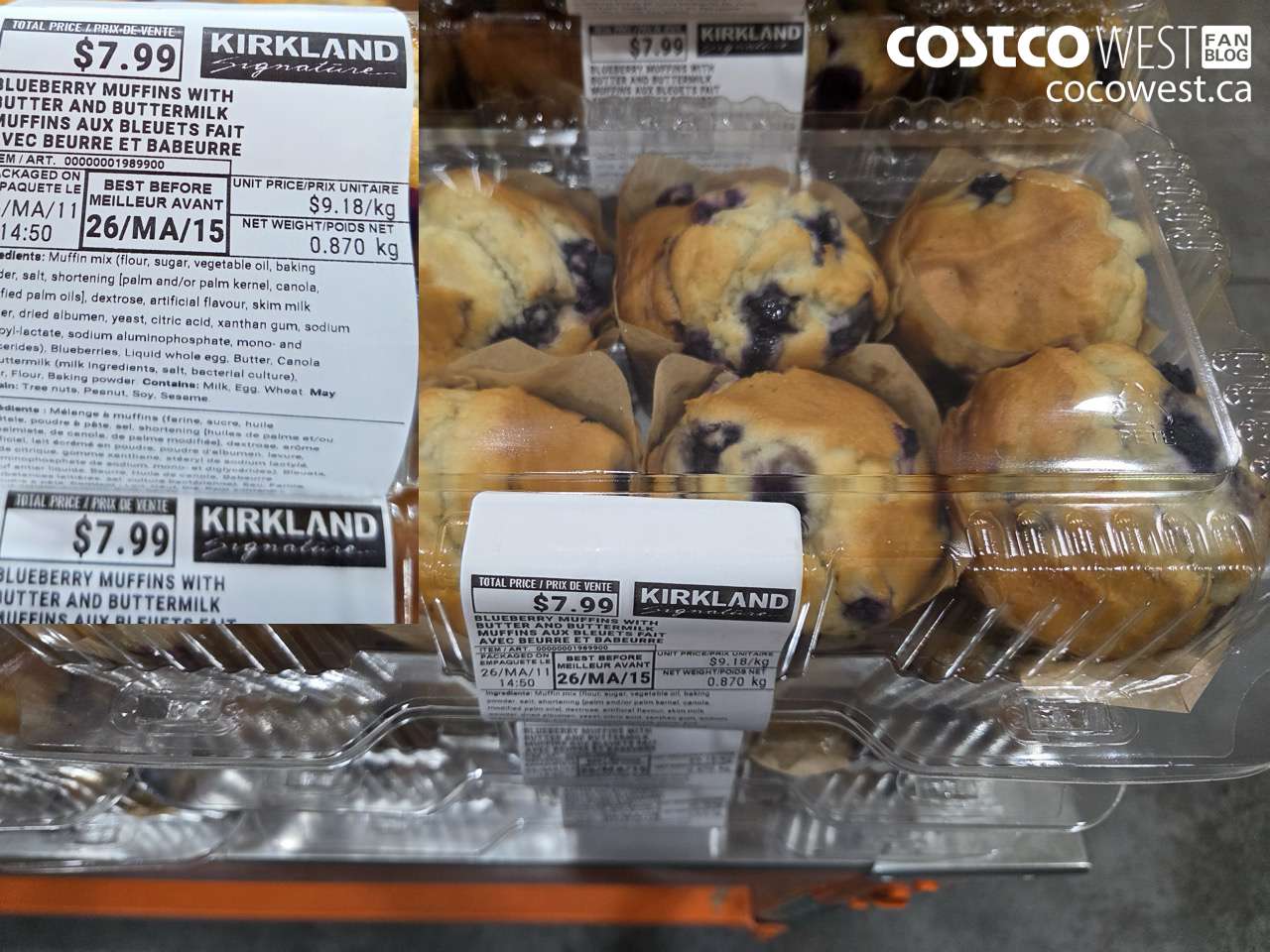 1989900 BLUEBERRY MUFFINS WITH BUTTER AND BUTTERMILK $7.99