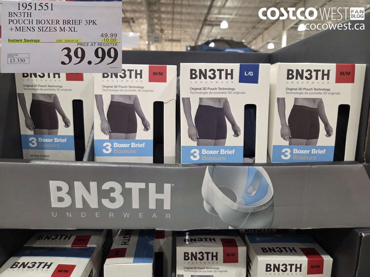 1951551 BN3TH POUCH BOXER BRIEF 3PK +MENS SIZES M-XL ($10.00 INSTANT SAVINGS EXPIRES ON 2026-05-24) $39.99