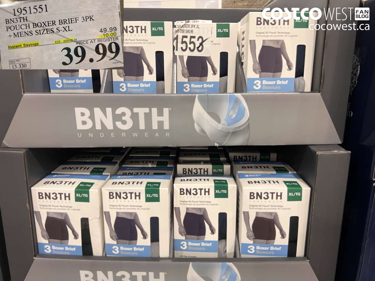 1951551 BN3TH POUCH BOXER BRIEF 3PK MENS SIZES S-XL ($10.00 INSTANT SAVINGS EXPIRES ON 2026-05-24) $39.99