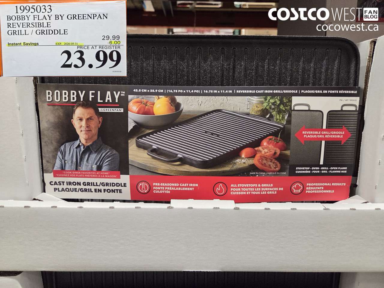 1995033 BOBBY FLAY BY GREENPAN REVERSIBLE GRILL / GRIDDLE ($6.00 INSTANT SAVINGS EXPIRES ON 2026-05-31) $23.99