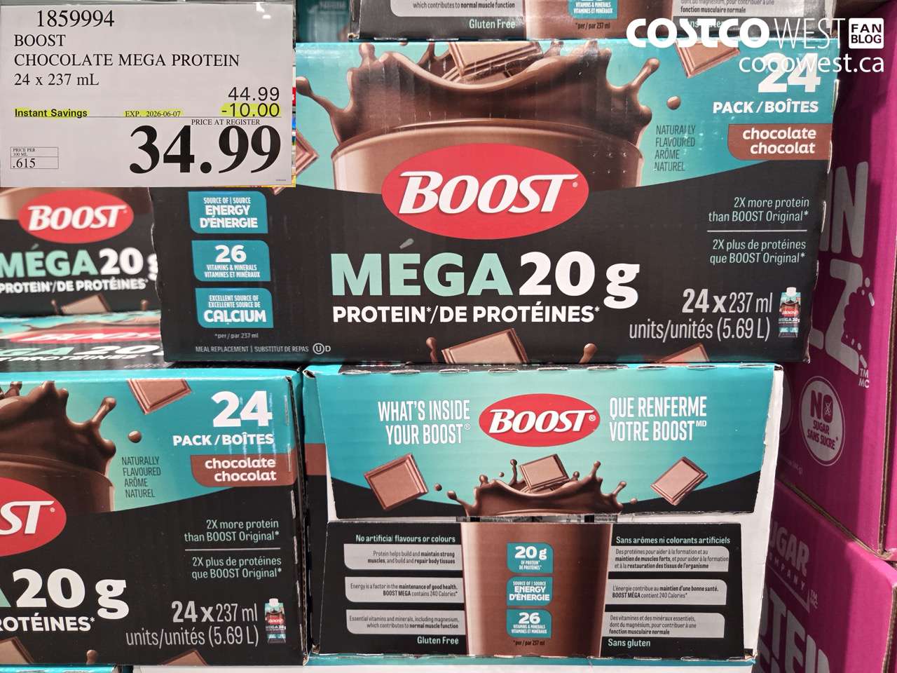 1859994 BOOST CHOCOLATE MEGA PROTEIN 24 X 237 ML ($10.00 INSTANT SAVINGS EXPIRES ON 2026-06-07) $34.99