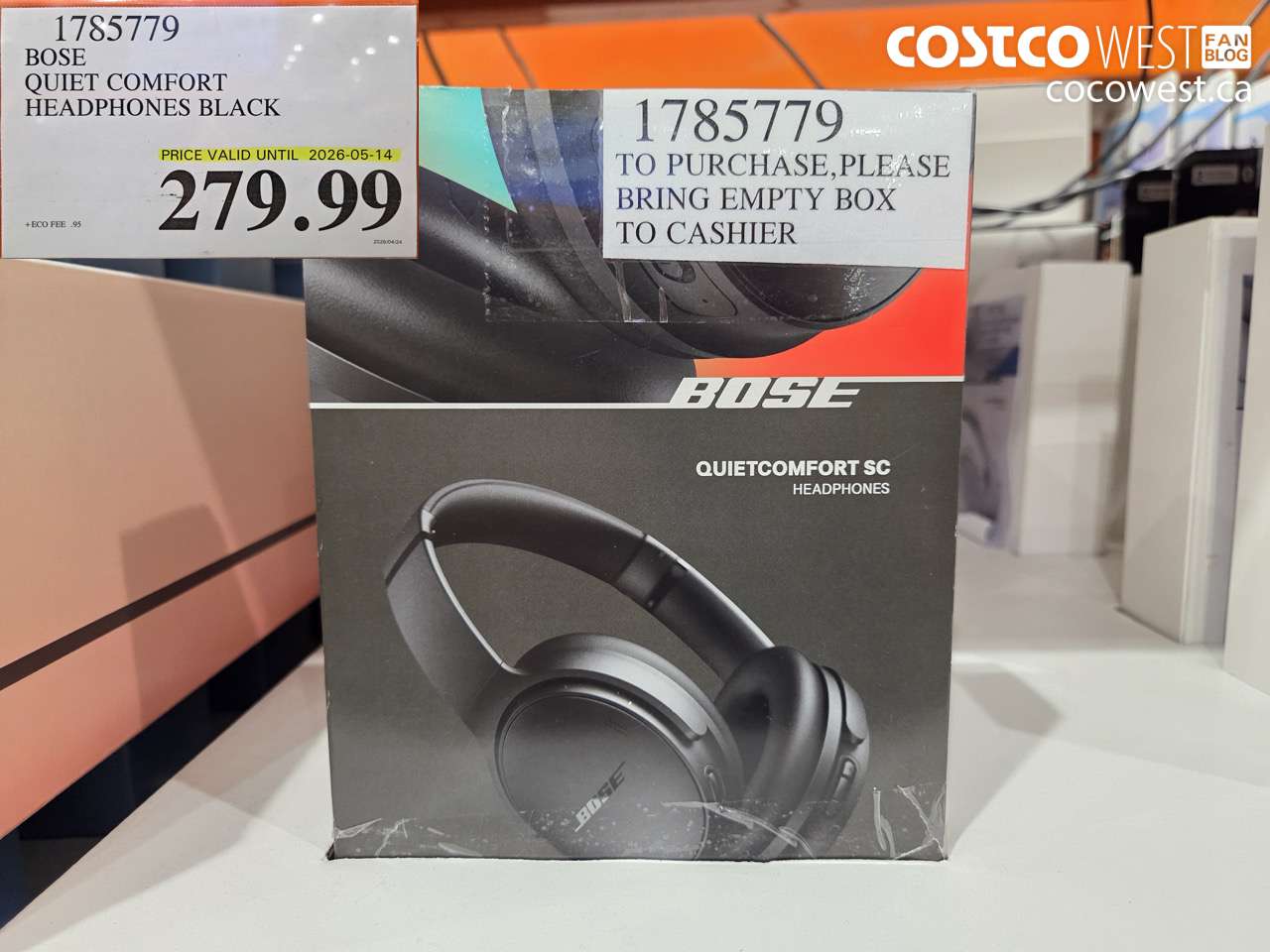 1785779 BOSE QUIET COMFORT HEADPHONES BLACK (EXPIRES ON 2026-05-14) $279.99