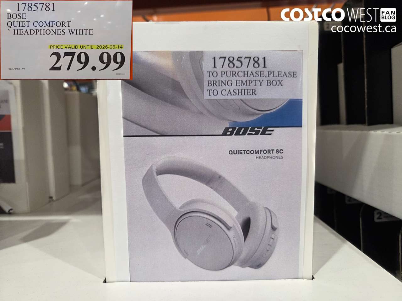 1785781 BOSE QUIET COMFORT HEADPHONES WHITE (EXPIRES ON 2026-05-14) $279.99