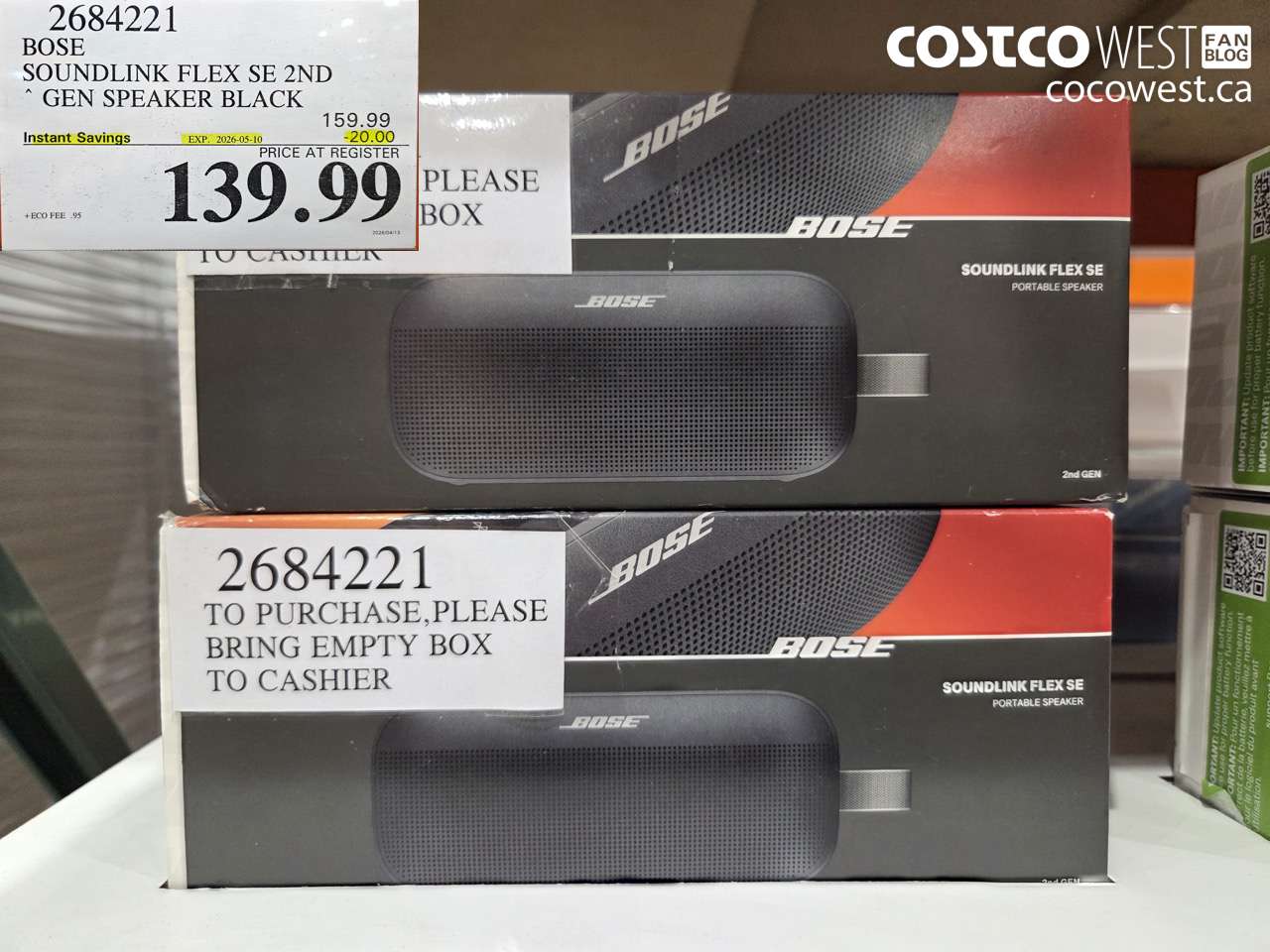 2684221 BOSE SOUNDLINK FLEX SE 2ND GEN SPEAKER BLACK ($20.00 INSTANT SAVINGS EXPIRES ON 2026-05-10) $139.99
