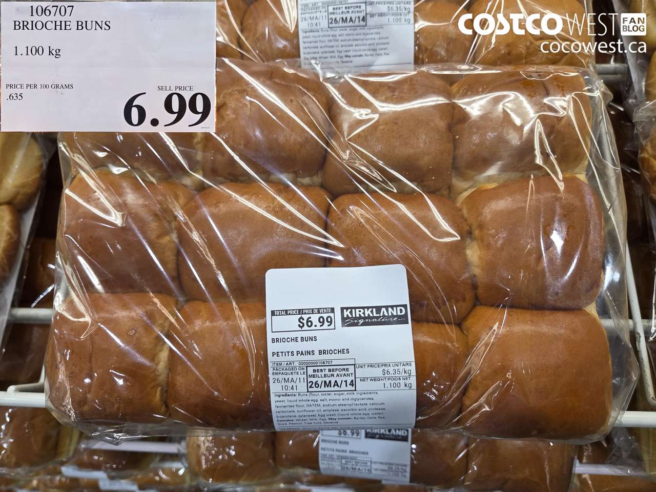 106707 BRIOCHE BUNS 1.100 KG $6.99